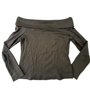Veronica Beard Womens Fawsett Off-The-Shoulder Top Size Medium Black Ribbed